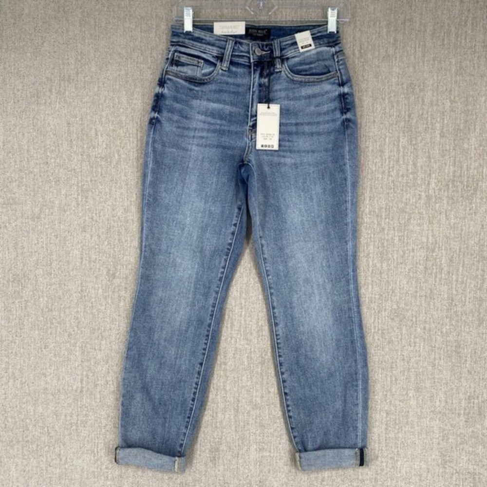 Judy Blue Mid Rise Boyfriend Fit Jeans 1/25 Light Wash Stretch Denim
